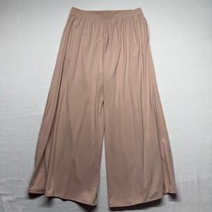 Uniqlo XL Wide Leg Lounge Pants Pink Beige Soft Stretch Culotte Minimalist